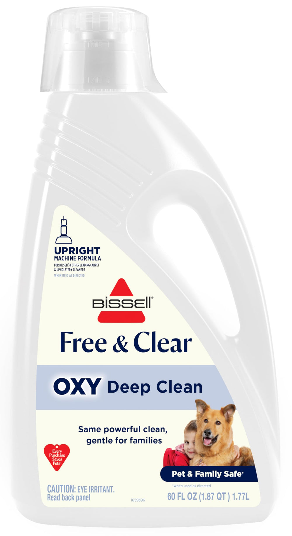 BISSELL front packaging 60 oz shows active family-safe formula benefit