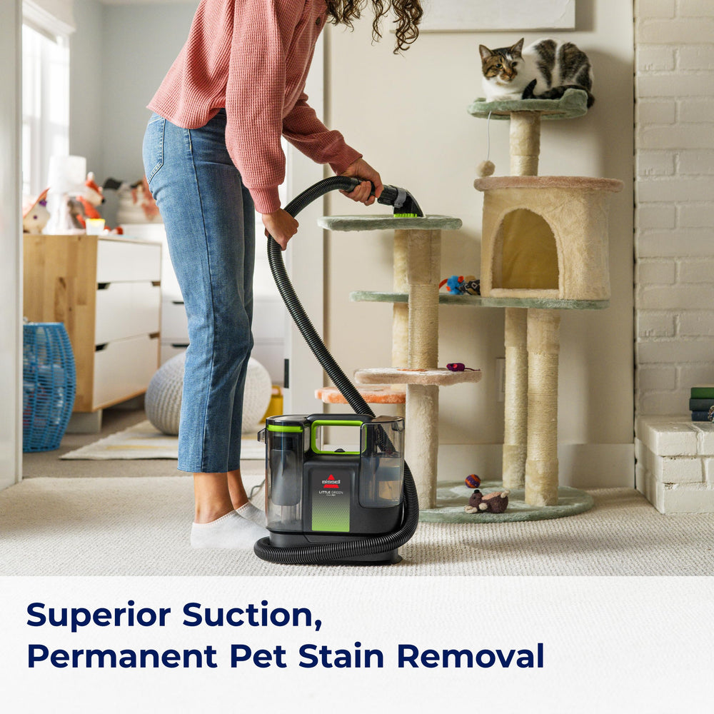 BISSELL Little Green Max Pet two-tank system open showing separate clean and dirty water