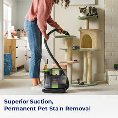 BISSELL Little Green Max Pet two-tank system open showing separate clean and dirty water