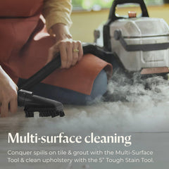 BISSELL Little Green HydroSteam Multi-Surface Tool cleaning tile and sneakers