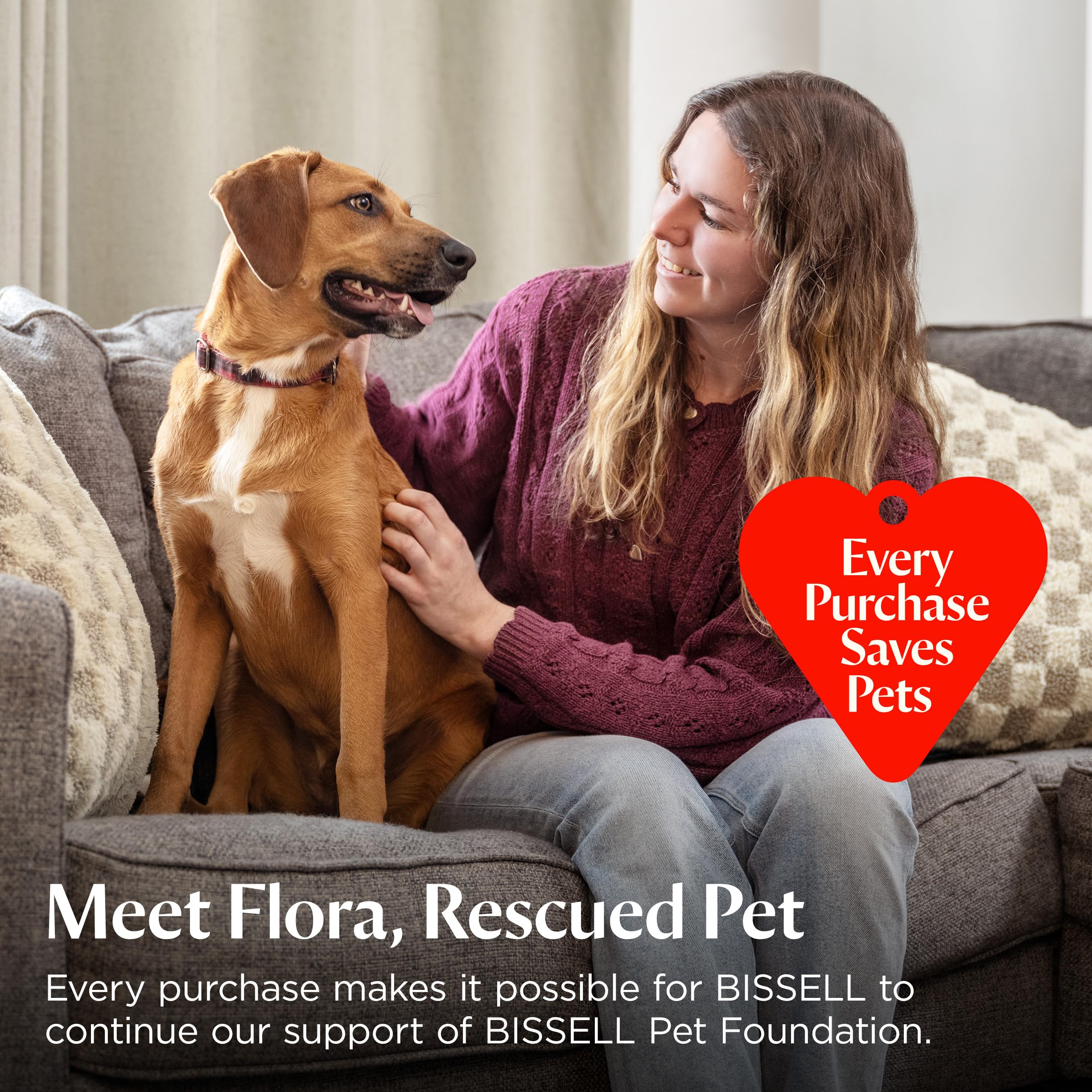 Bissell PowerClean in home with dog showing effective pet-hair pickup and tidy living space