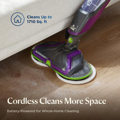 BISSELL close-up of low-profile swivel head reaching under furniture for access