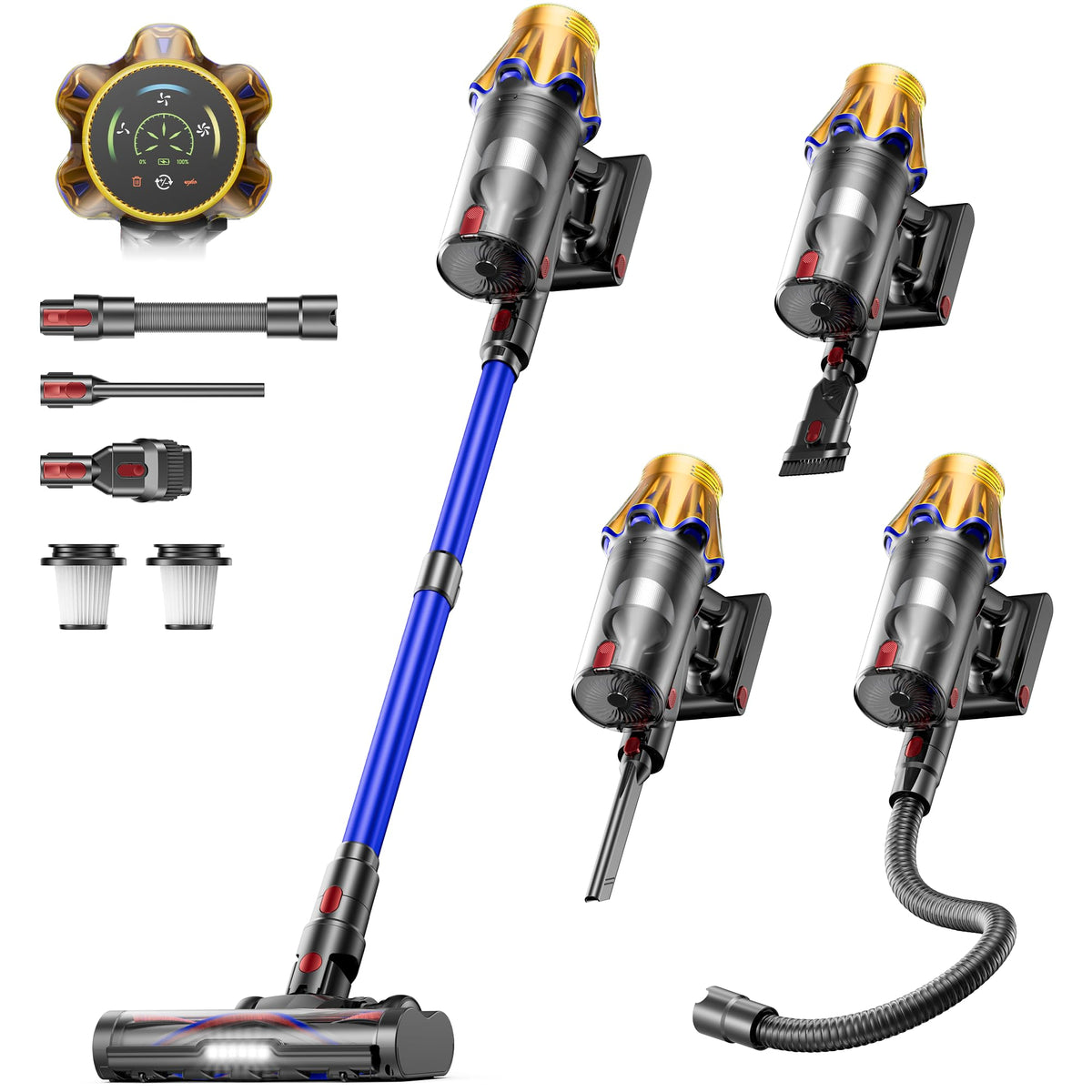bitybird front view stick vacuum showing sleek design and easy storage benefit