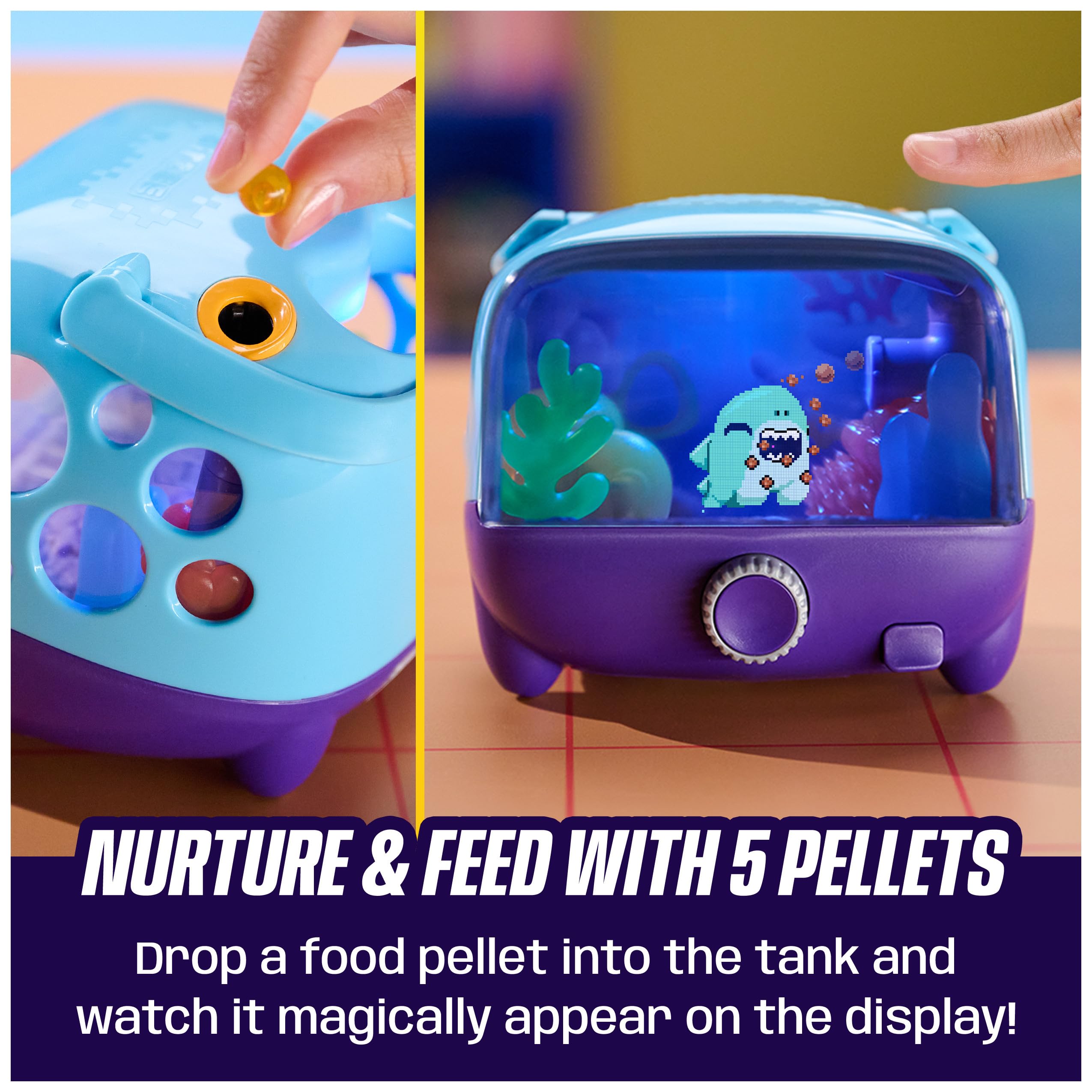 BITZEE five pellets and starter accessories displayed for feeding interaction