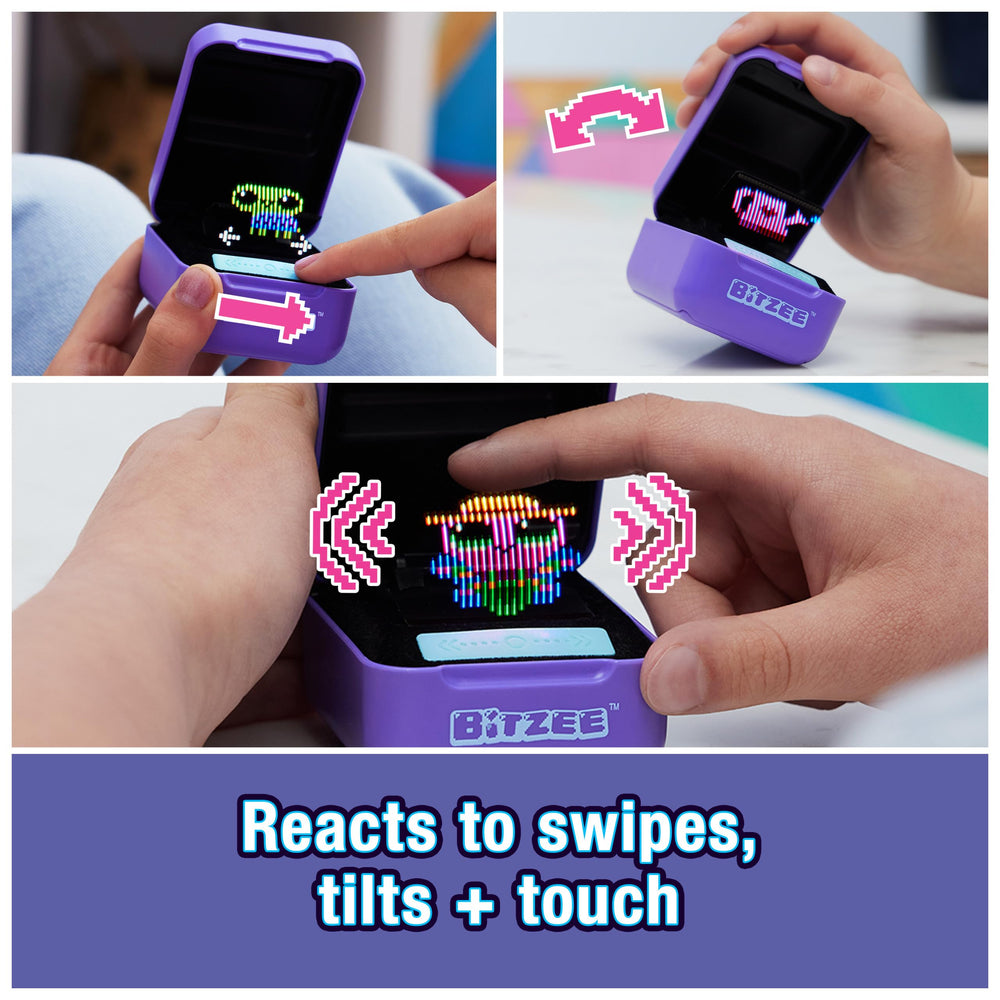 Bitzee close-up of animated screen, brand clarity and tactile feedback