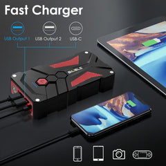 BIUBLE USB-C port closeup demonstrating fast recharge convenience for the booster pack