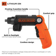 BLACK+DECKER LED light close-up illuminating screw area for accurate work in low light