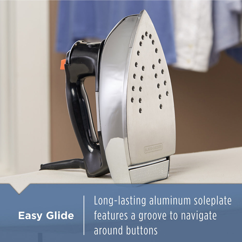 BLACK+DECKER dry ironing delicate silk fabric to protect fibers while smoothing
