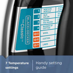 BLACK+DECKER aluminum soleplate close-up for smooth glide and fast wrinkle removal