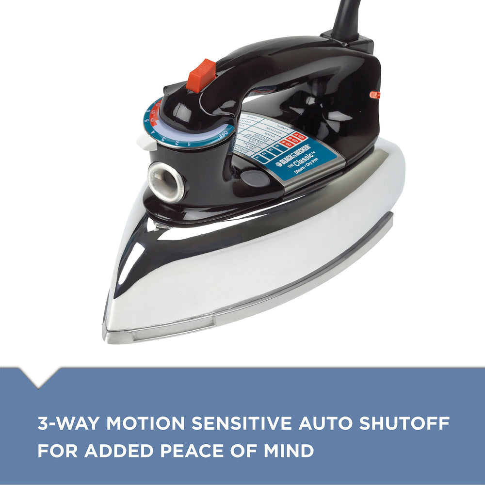 BLACK+DECKER iron producing steam to soften heavy creases and speed ironing