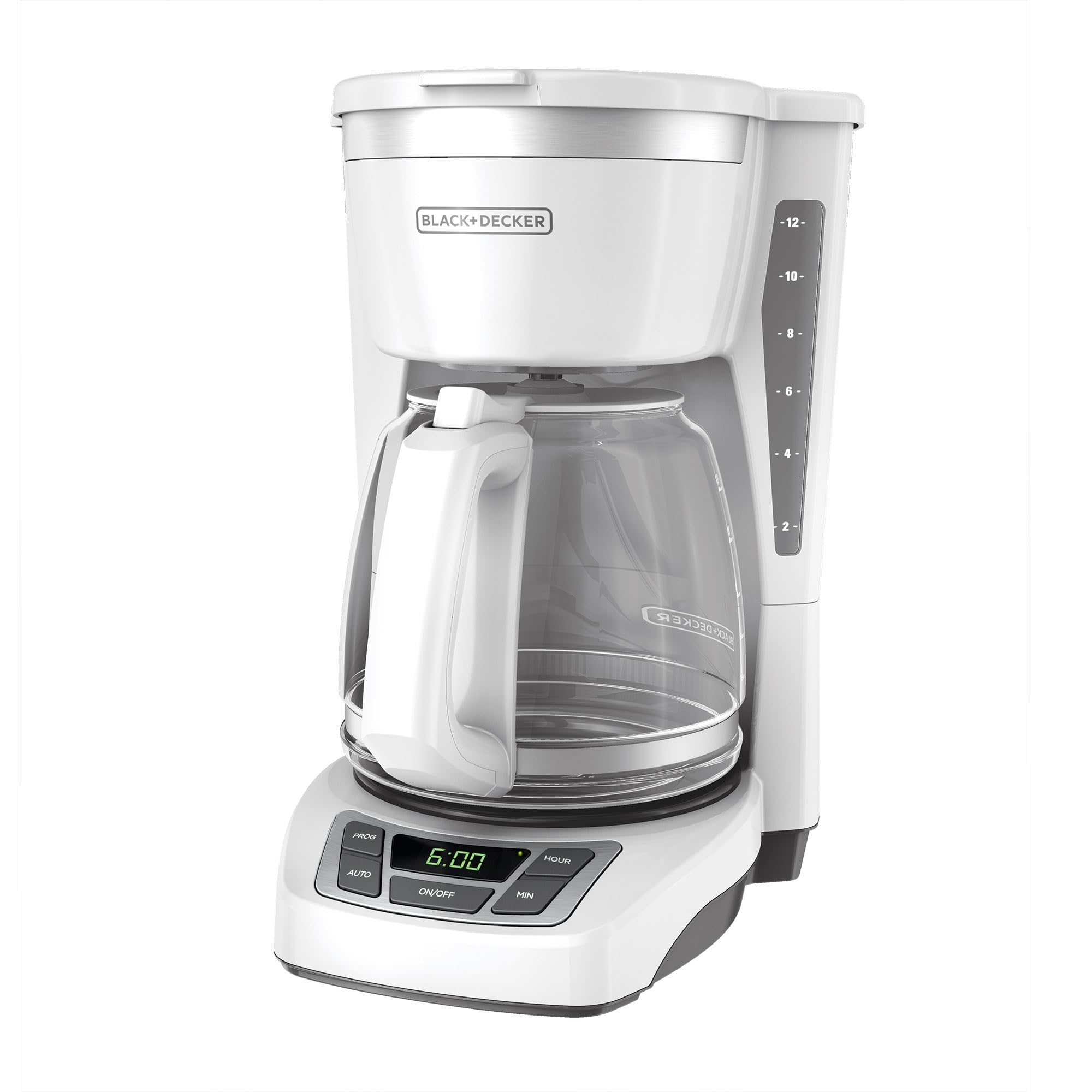 BLACK+DECKER front view of coffeemaker showing compact design and easy placement