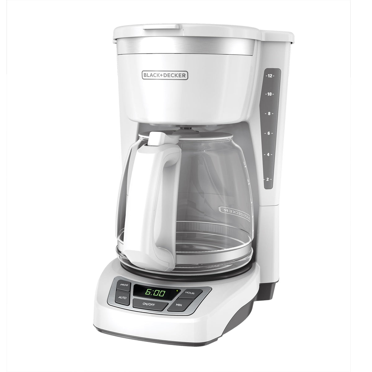 BLACK+DECKER front view of coffeemaker showing compact design and easy placement
