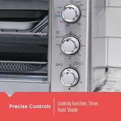 BLACK+DECKER interior rack and bake pan showing adjustable positions for versatility
