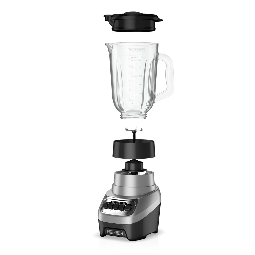 BLACK+DECKER QuadPro blade close-up illustrating stainless steel tips for efficient blending