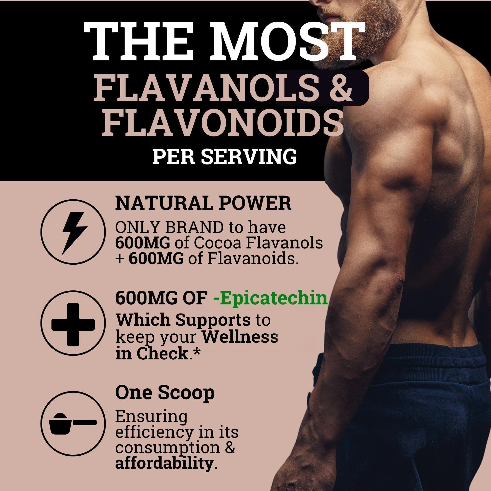 Black Forest label and nutrition closeup highlighting flavanol and epicatechin
