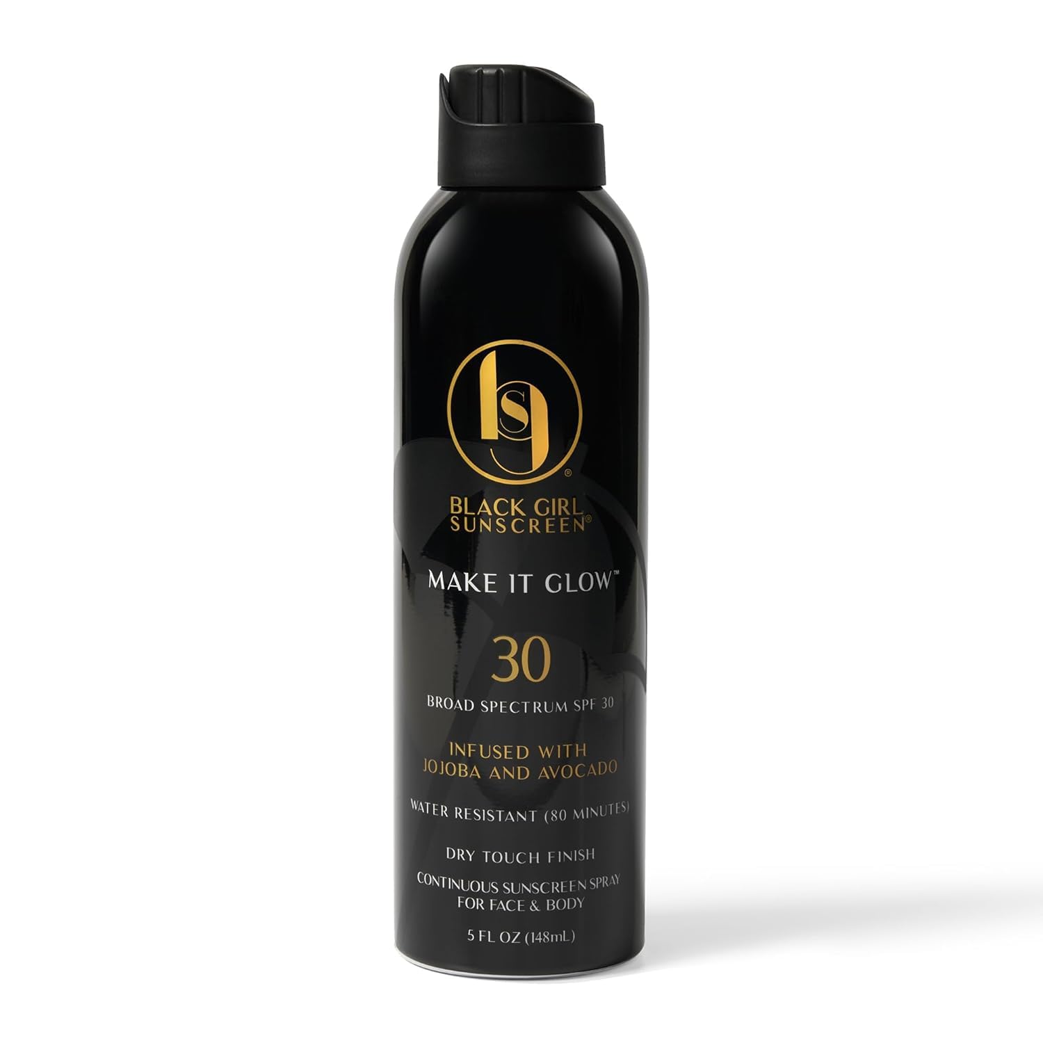 Black Girl Sunscreen front packaging showing SPF 30 and clear finish benefit