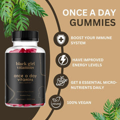 Black Girl Vitamins once a day multivitamin gummies showing everyday energy support