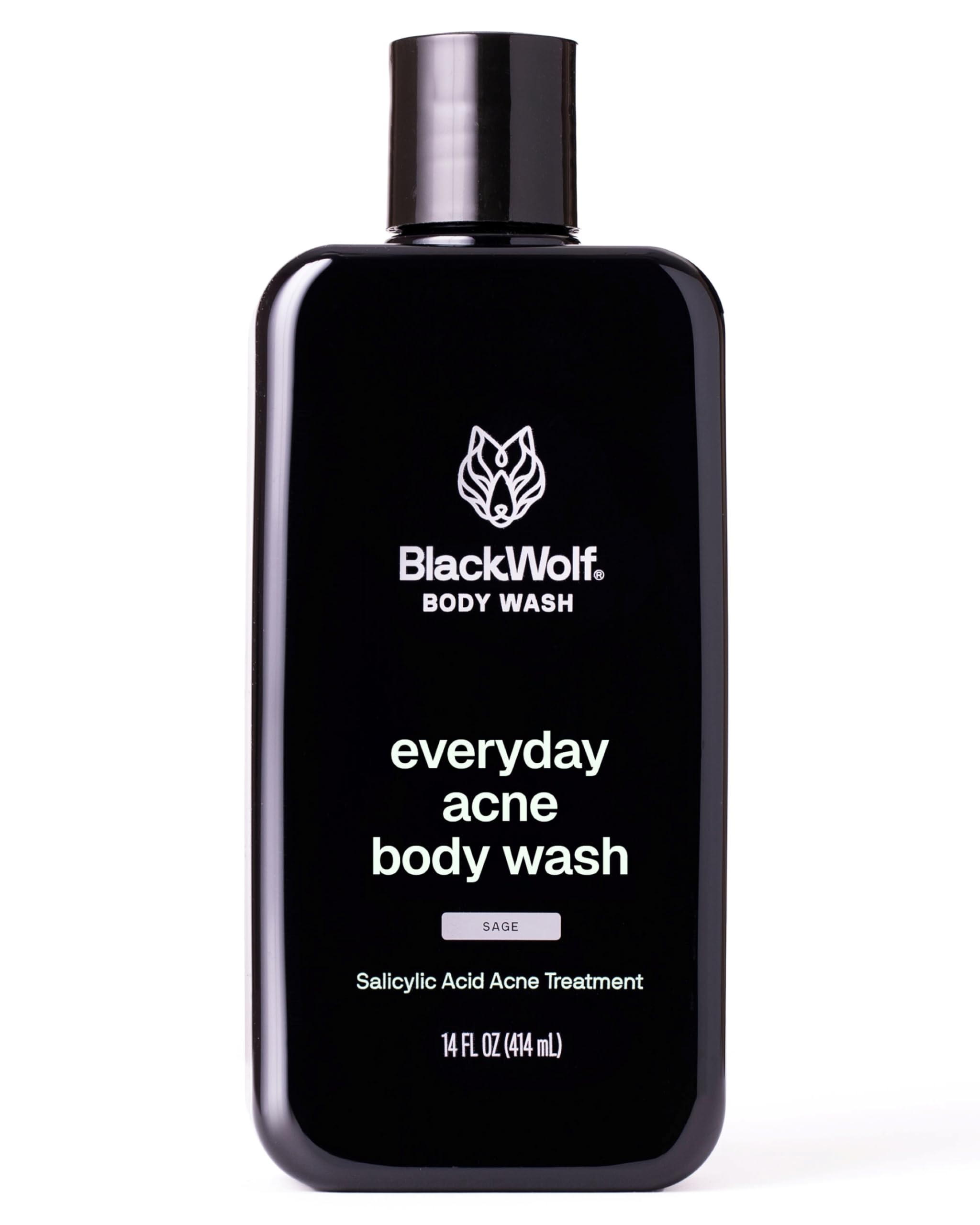 Black Wolf front bottle showing packaging and masculine branding for clear skin