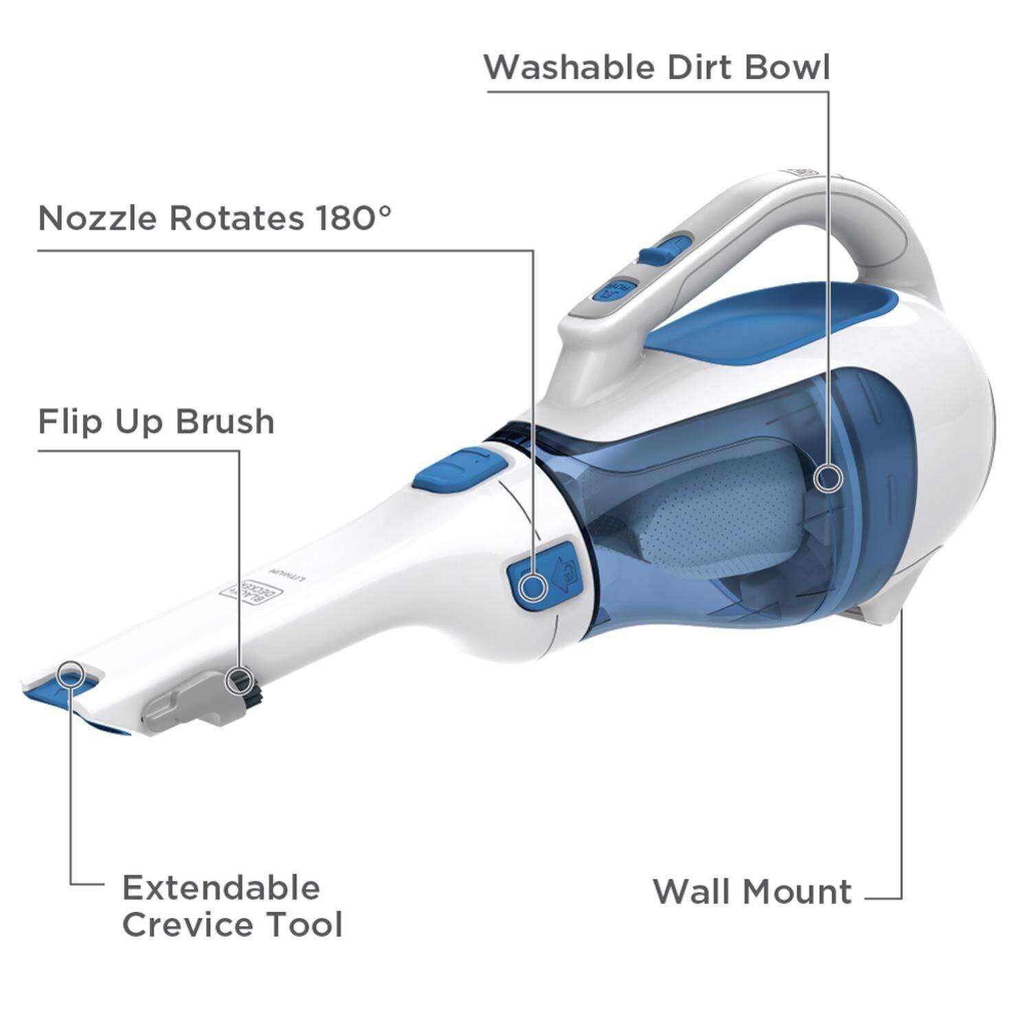 BLACK+DECKER rotating nozzle angle, improves access in tight spaces