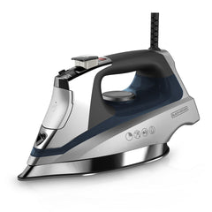 BLACK+DECKER iron front view showing sleek design and quick results