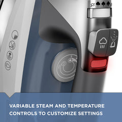 BLACK+DECKER stainless steel soleplate close-up for smooth glide benefit