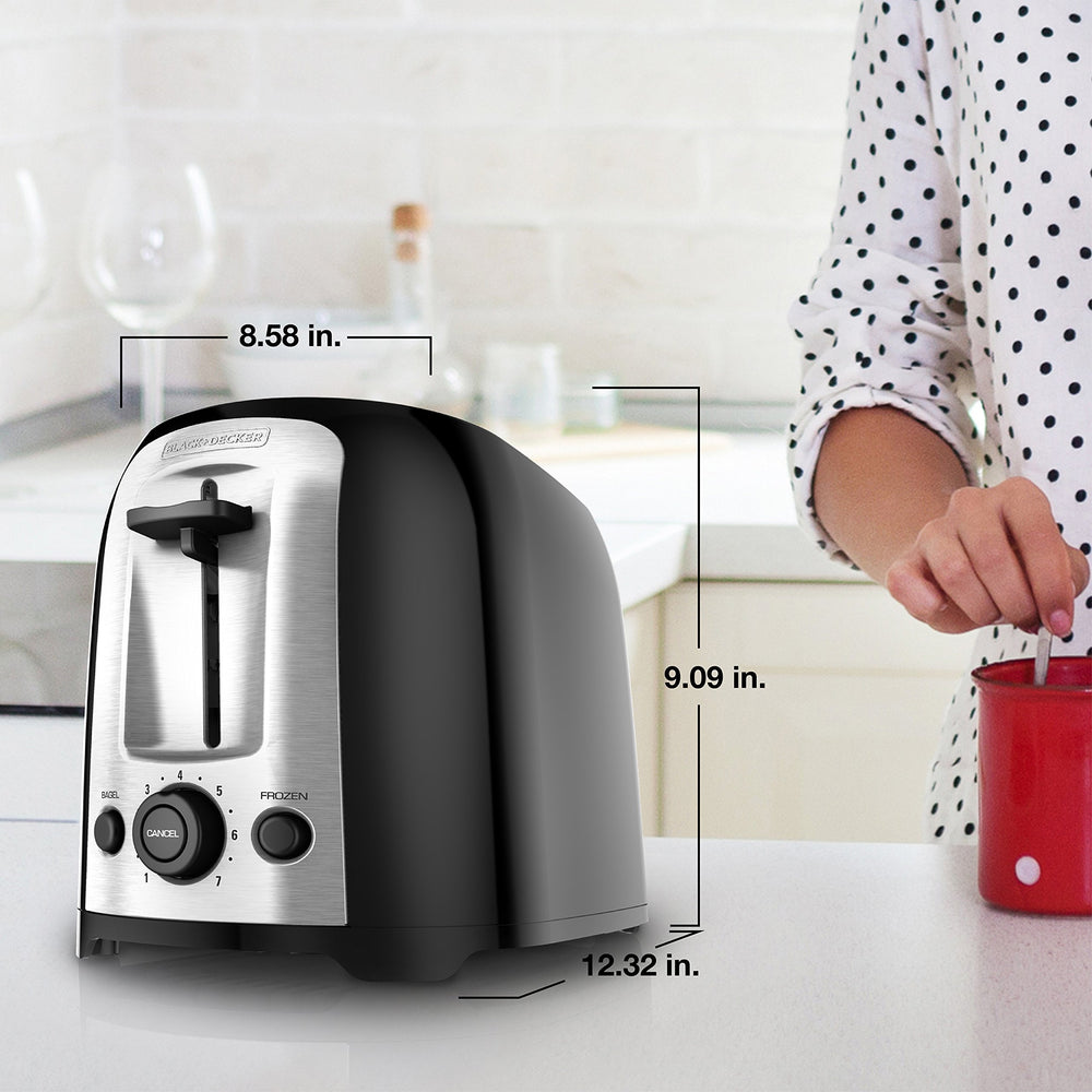 BLACK+DECKER toasting a bagel half in use showing even browning advantage