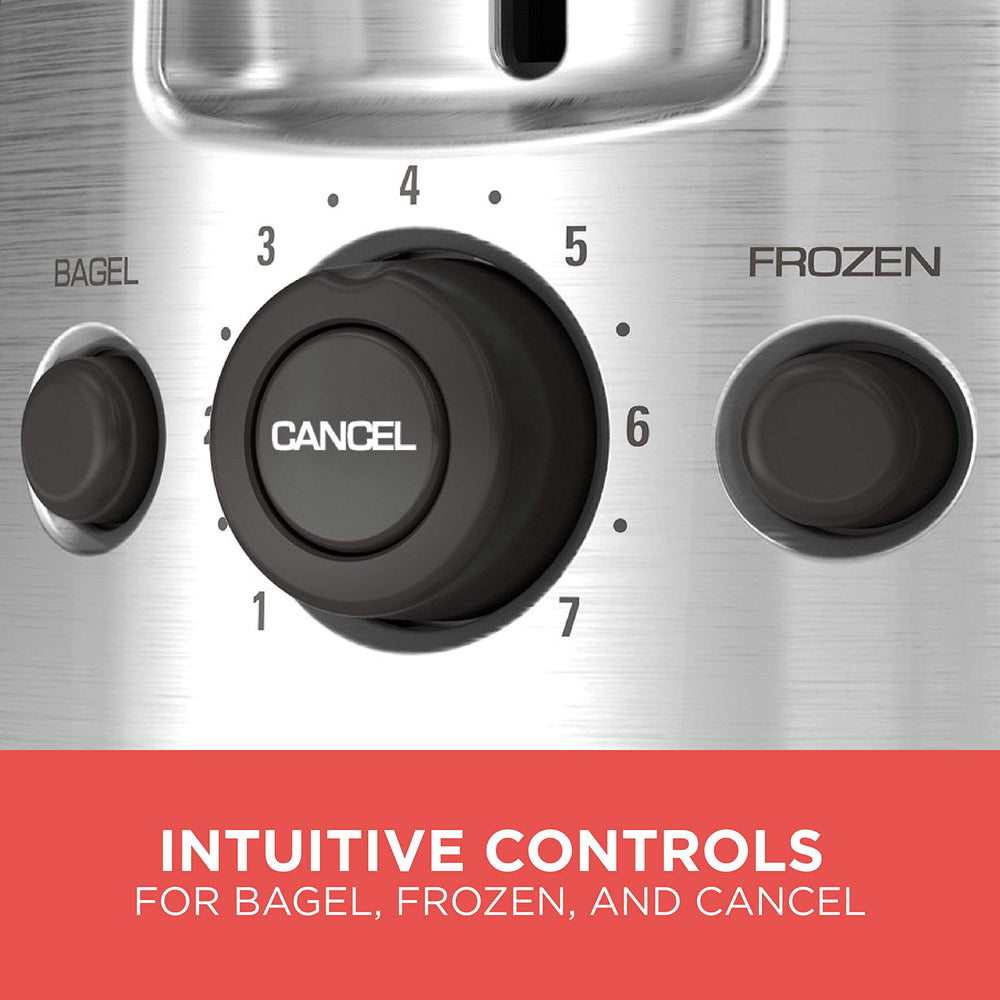 BLACK+DECKER top view extra-wide slots accommodating thick bread for versatile toasting