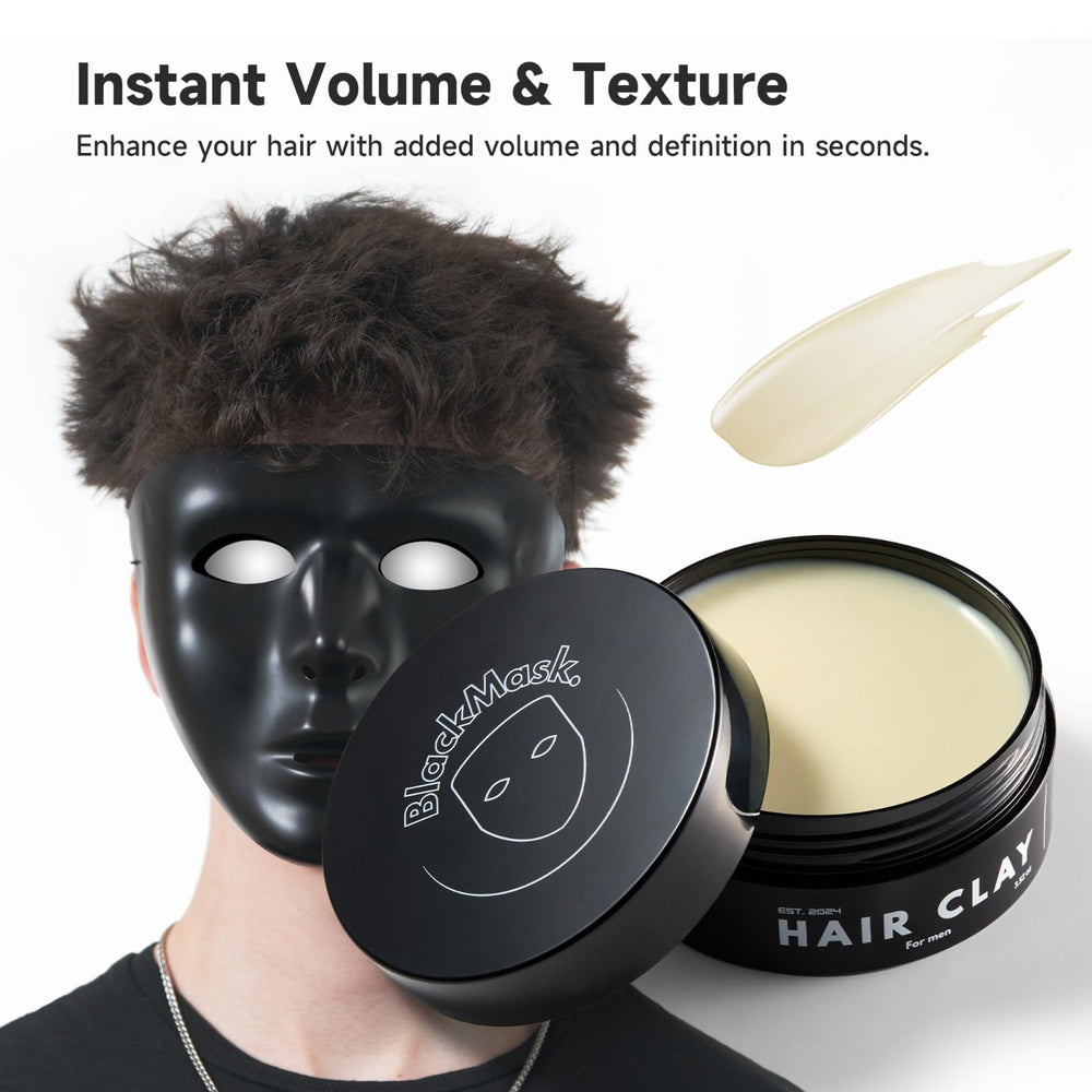 BlackMask clay next to common objects to display compact 3.52 oz size