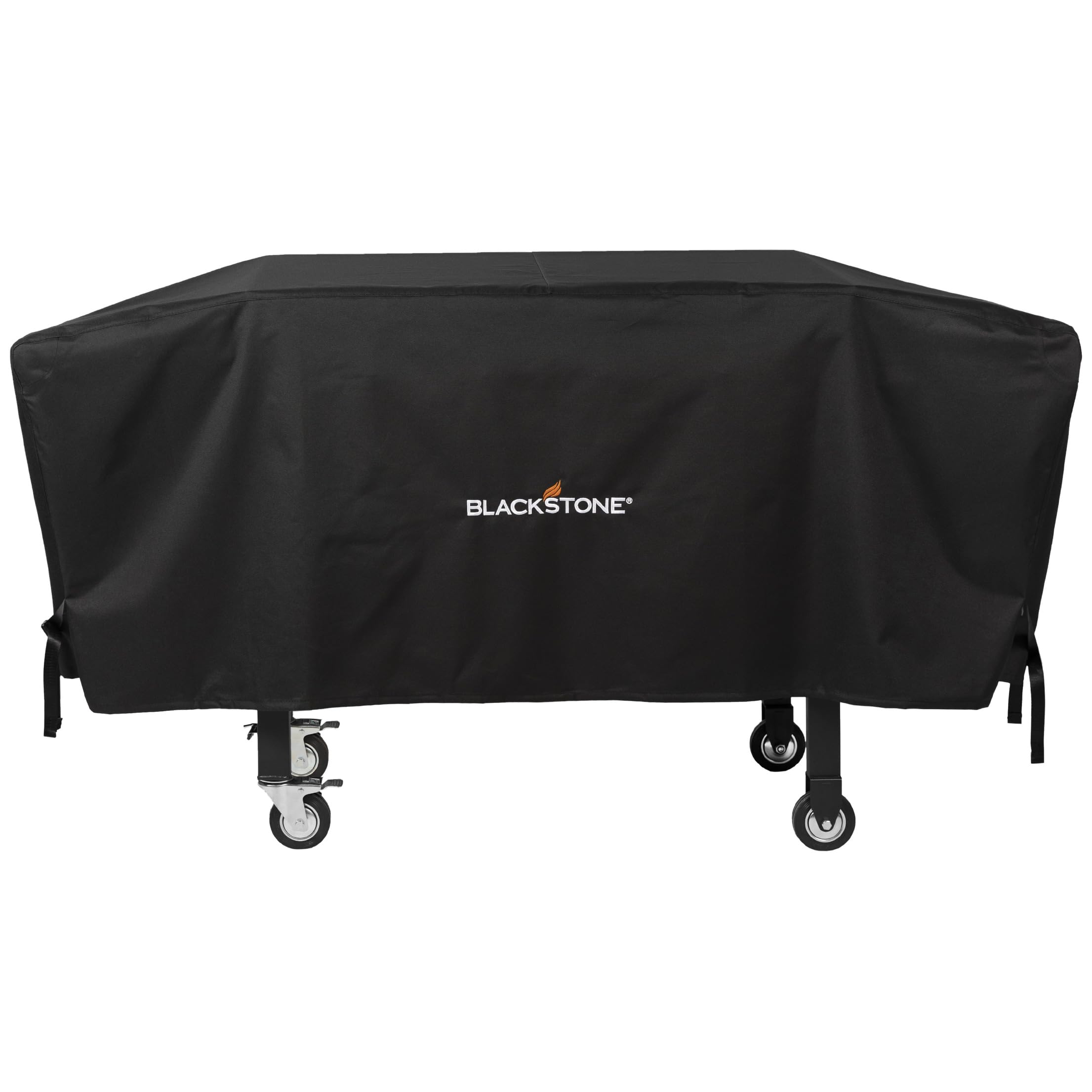 Blackstone front view cover fitted on 36 inch griddle protecting from weather