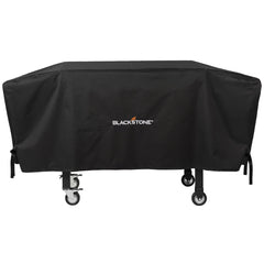Blackstone front view cover fitted on 36 inch griddle protecting from weather