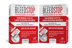 BleedStop front view of double 4 pack showing packets and branding for quick identification and readiness