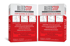 BleedStop powder close-up texture showing granules to illustrate fast absorbing clotting aid