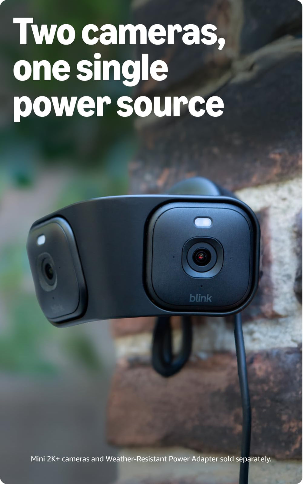 Blink Arc next to a Blink Mini camera showing scale for easy placement benefit