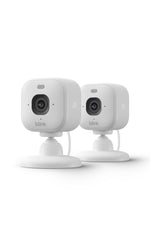 Blink Mini 2K+ front view showing compact white camera and clear lens for crisp 2K video