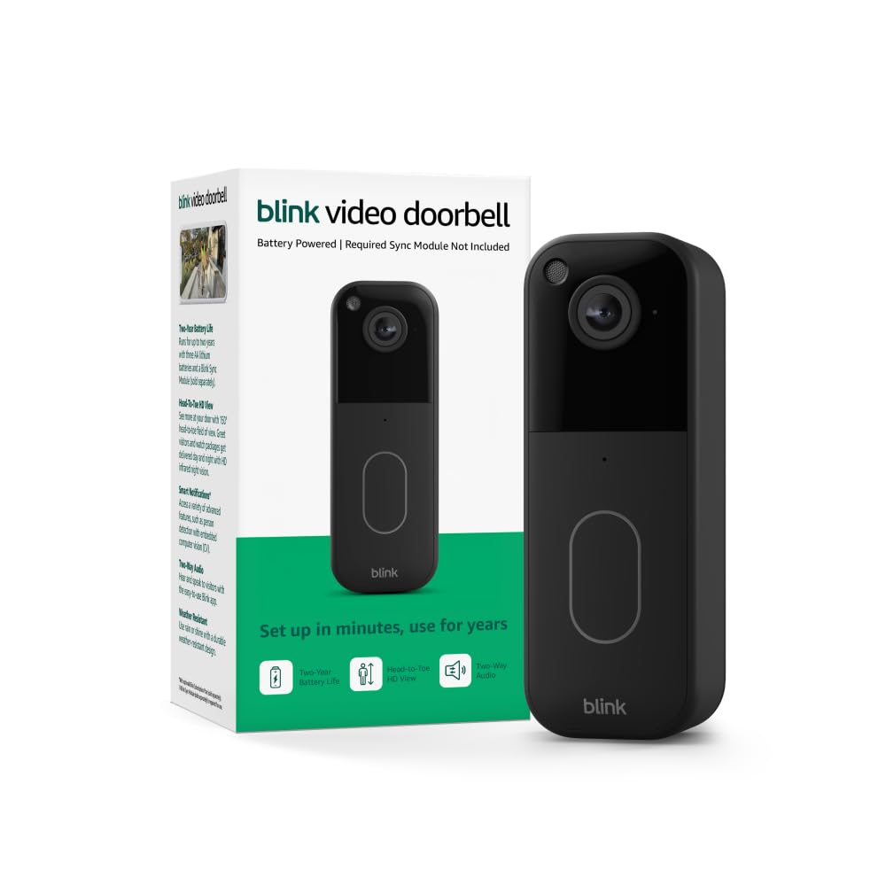 Blink front view showing full-face HD camera and sleek black finish benefits clear monitoring