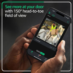 Blink mounted on doorframe in use showing doorway coverage benefits package and visitor visibility
