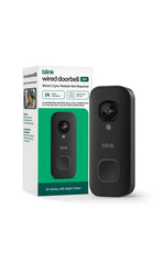 Blink Wired Doorbell 2K+ front view showing camera and button, clear 2K benefit