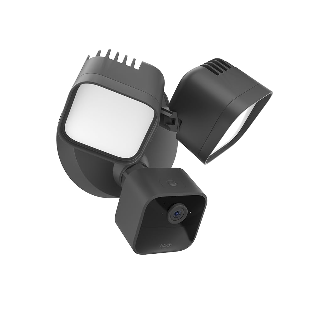 Blink floodlight camera front view showing integrated light and camera for clear coverage