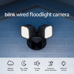 Blink floodlight lighting beam illuminating driveway for improved nighttime visibility