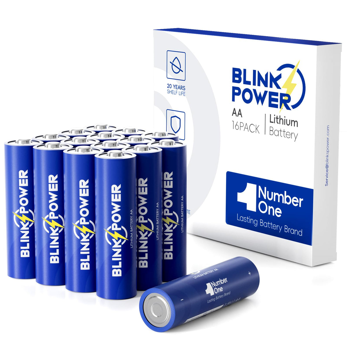 Blinkspower AA 16-pack front packaging showing brand and pack size for easy identification and storage