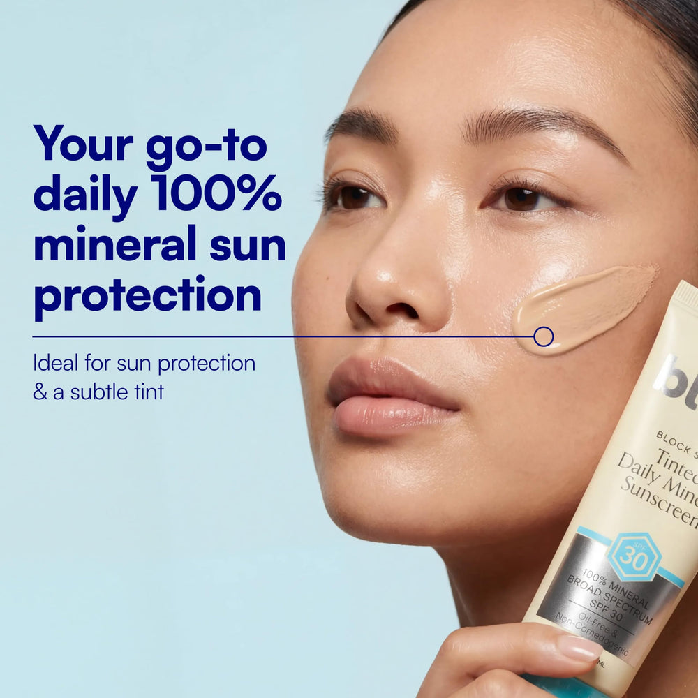 Bliss Block Star label and ingredients close-up noting zinc oxide titanium dioxide protection