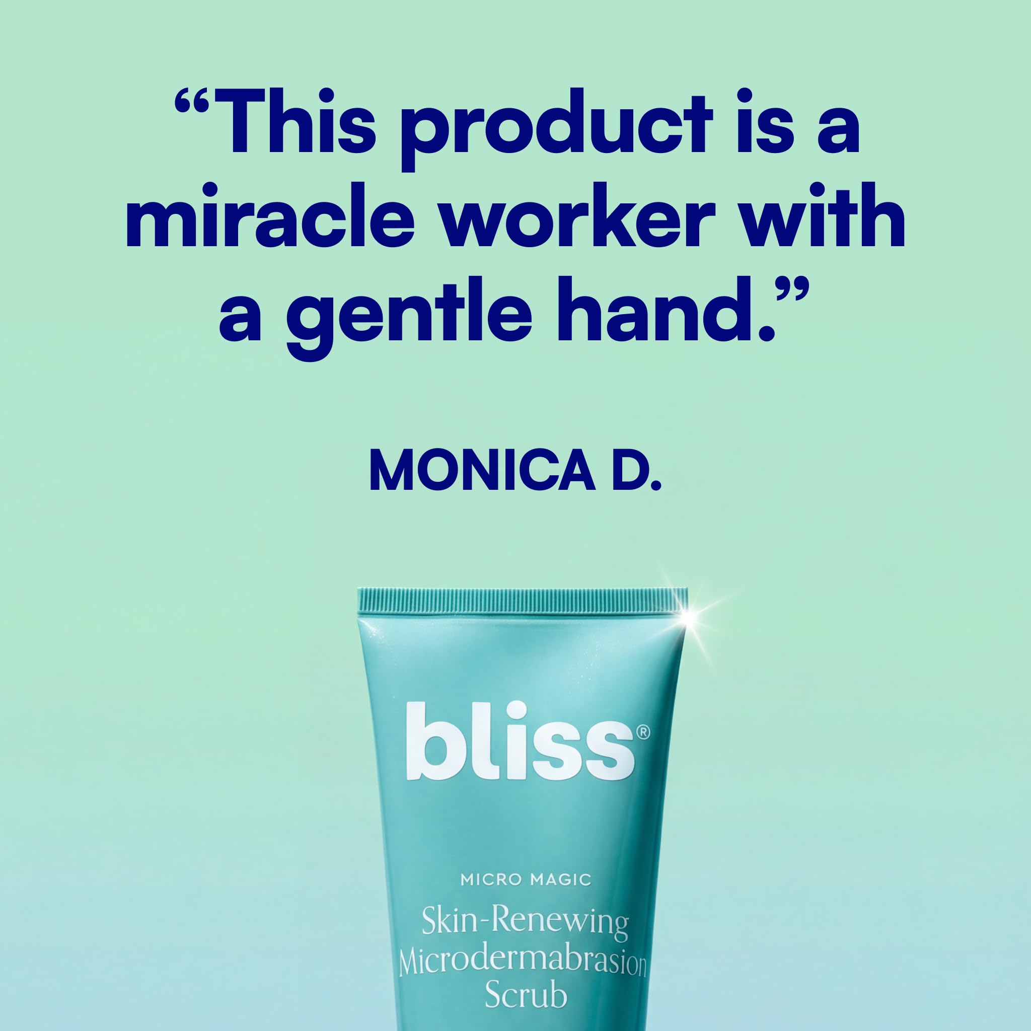 Bliss rinsed skin after use appearing smooth, demonstrates refreshed look