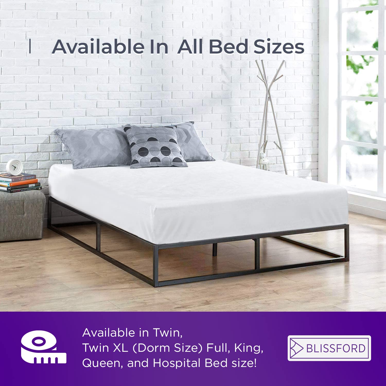 BLISSFORD protector fitted on twin mattress side view for smooth low-profile comfort