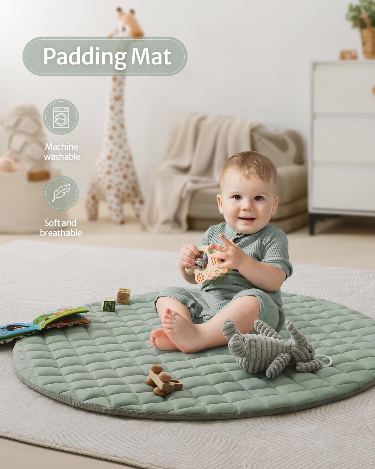 Blissful Diary anti-slip backing detail emphasizing stable placement and safer floor play
