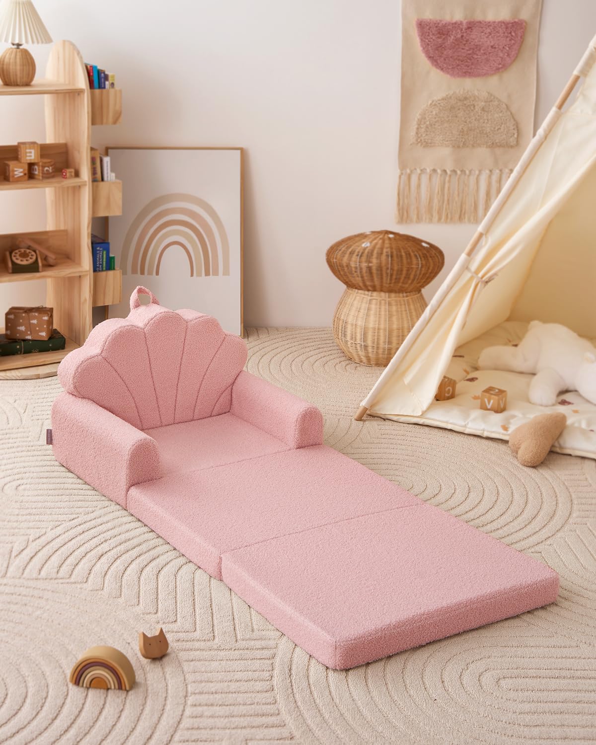 Blissful Diary chair beside child showing size and room-friendly scale
