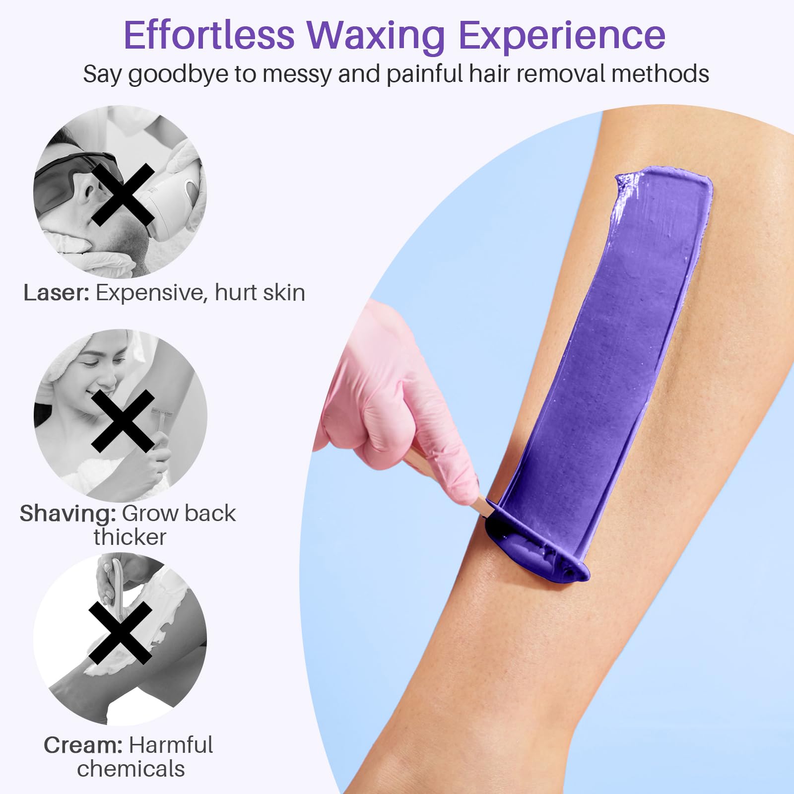 BLITZWAX detailed bikini area waxing scene showing targeted removal and comfort
