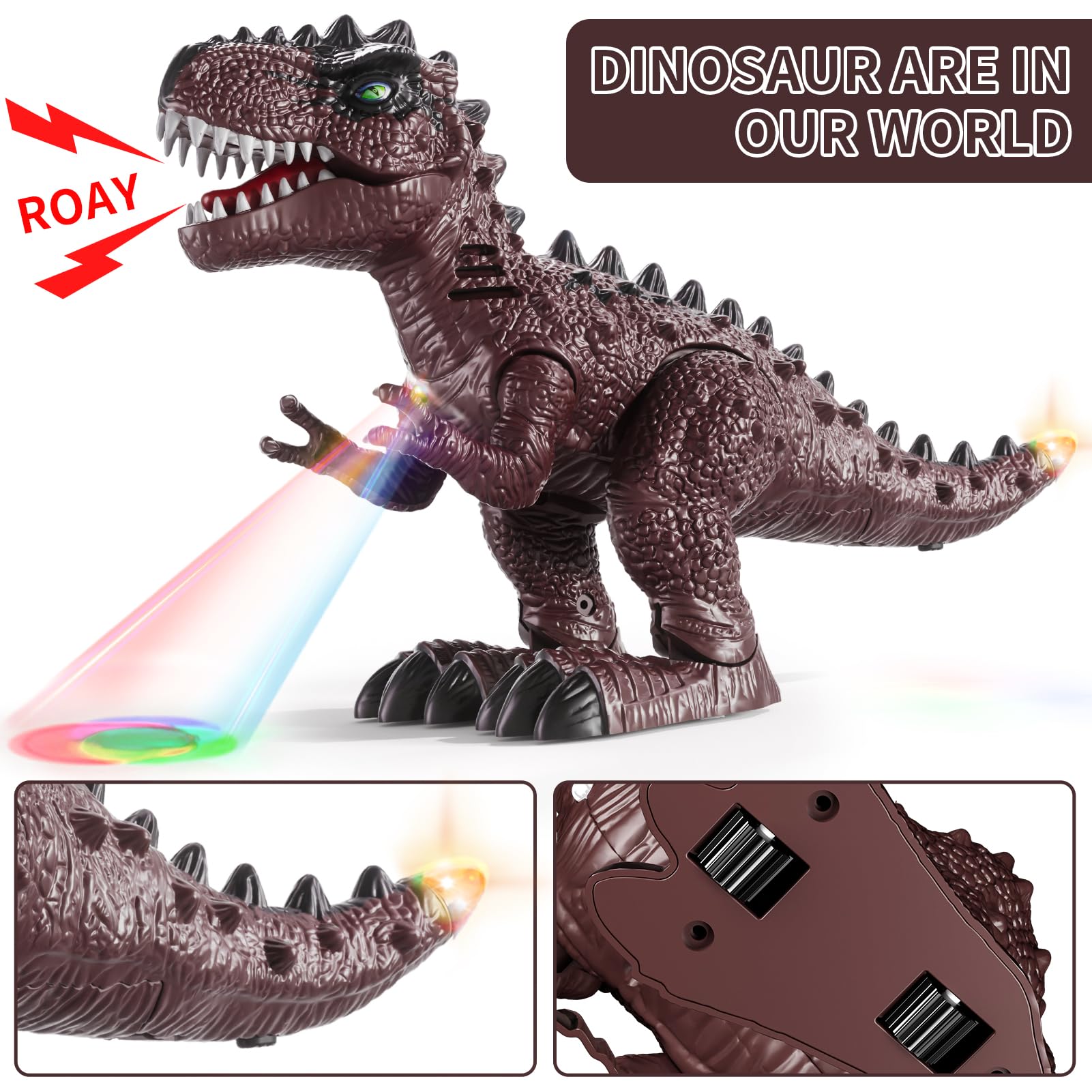 BLmukce Brachiosaurus side profile lit LEDs demonstrating visual play appeal