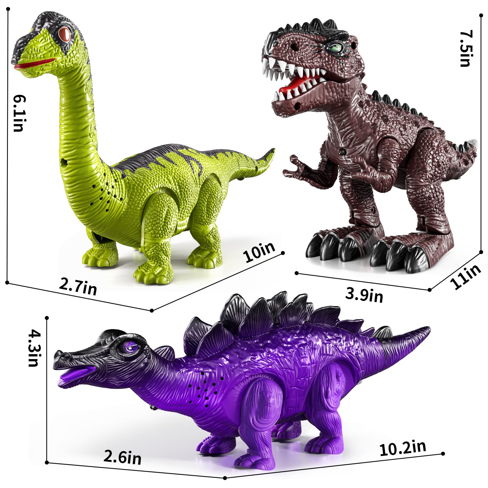 BLmukce T‑Rex walking front view with lights active showing dynamic movement