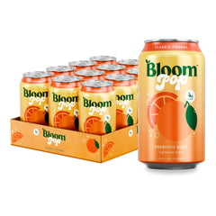 Bloom Nutrition Bloom Pop front can showing label and bright orange design for clear identification and appeal