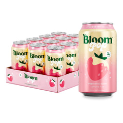Bloom Nutrition Strawberry Cream front packaging showing 12-pack, highlights clean ingredients
